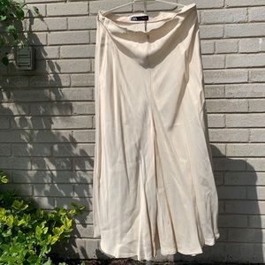 SOLD Satin Cream-Zara Midi-Flare Skirt